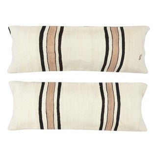 12"x35" SET OF 2 - Handmade Kilim Cushion Covers. A pair of Lumbar Pillow Covers For Sale