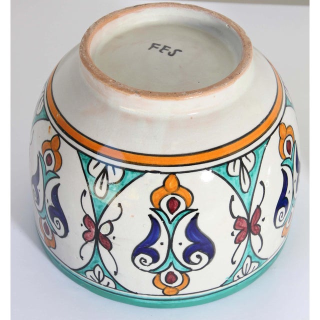 Late 20th Century Glazed Moorish Ceramic Covered Jar Handcrafted in Fez Morocco For Sale - Image 5 of 15