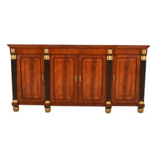 Baker Furniture French Empire Flame Mahogany Sideboard or Bar Cabinet For Sale