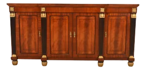 Baker Furniture French Empire Flame Mahogany Sideboard or Bar Cabinet