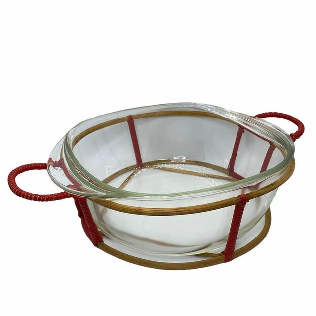 Large German Round Glass Casserole Bowl from Schott, 1960s For Sale - Image 3 of 8