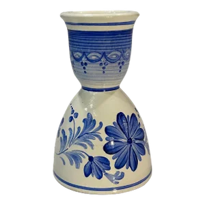 Late 20th Century Delft Inspired Blue and White Floral Egg Holder