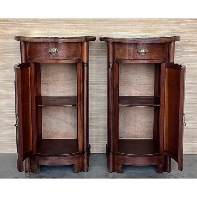 Late 19th Century 1890 Biedermeier Drum Tables with Drawer and Door, Set of 2 For Sale - Image 5 of 9
