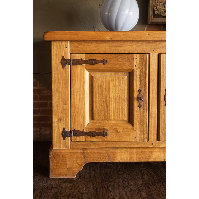 Mid 1900s Large Rustic French - Light Oak Sideboard For Sale - Image 9 of 15