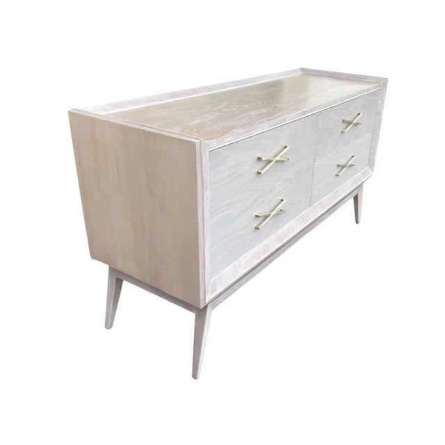 1960s Mid-Century Modern Oyster Lacquered Chest of Drawers X Handles For Sale - Image 5 of 14
