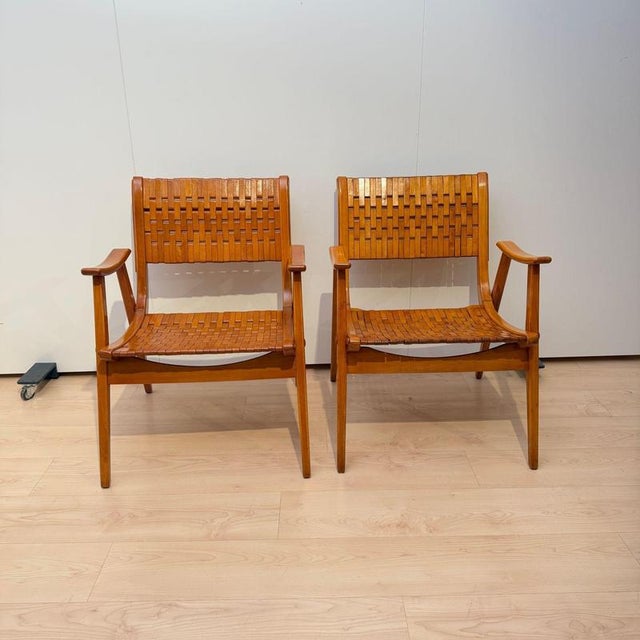 Gelenka Armchairs in Solid Beech Wood, Germany, 1950, Set of 2 For Sale - Image 3 of 18