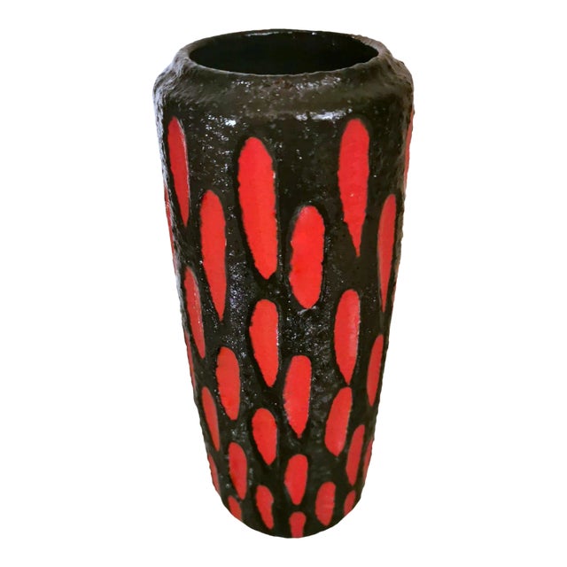 Vintage Fat Lava Style German Colored Ceramic Glazed Vase For Sale