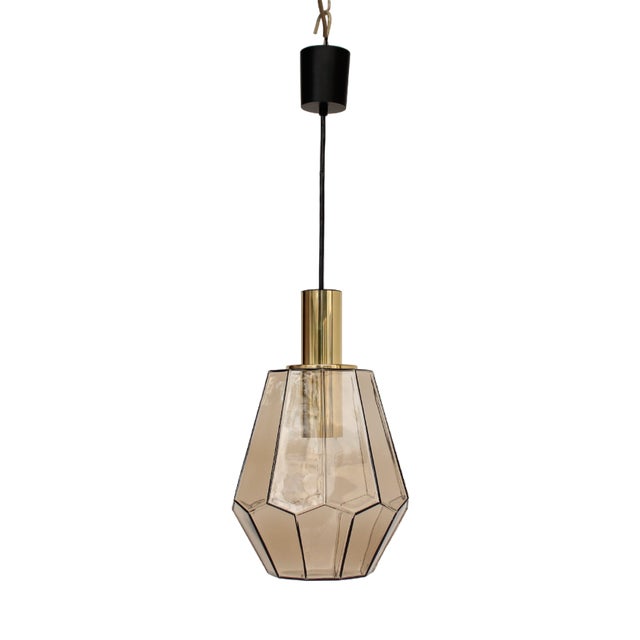 Geometric Smoked Glass Pendant Light from Limburg, 1970s For Sale