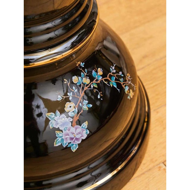 Porcelain Planter on Pedestal with Peacock Decor For Sale - Image 4 of 9