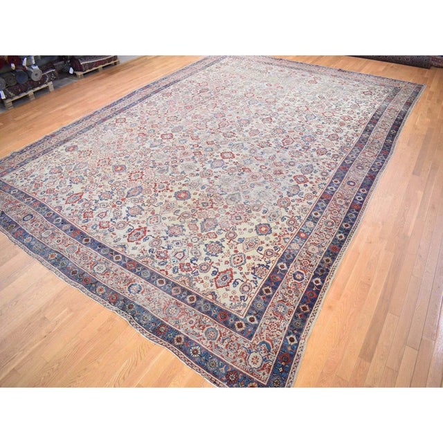 Antique Persian Mahal Beige Wool Handmade Rug For Sale In New York - Image 6 of 13