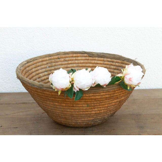 Antique Coiled Woven Harvest Basket For Sale - Image 9 of 9