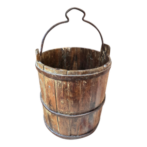 Rustic European Iron Strapped Bucket