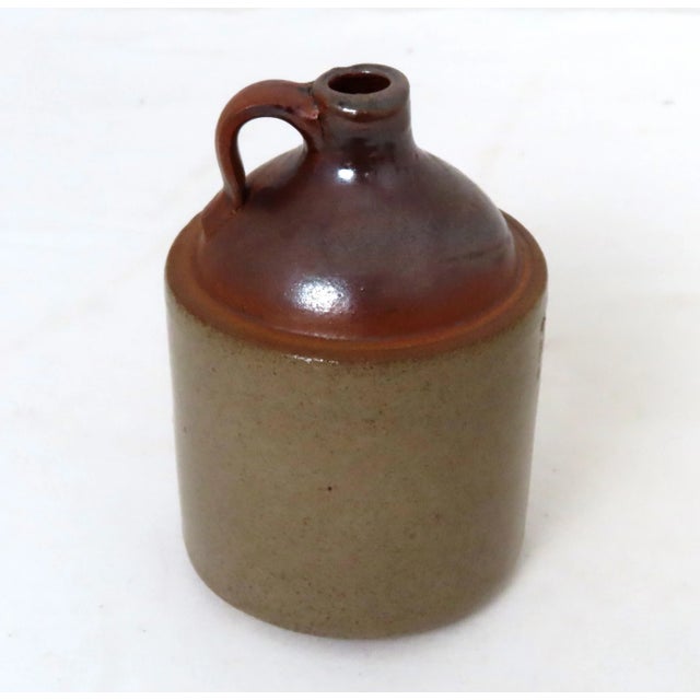 Unusual Small Pint Size Antique Classic Style American Stoneware Spirits Jug For Sale In Boston - Image 6 of 13