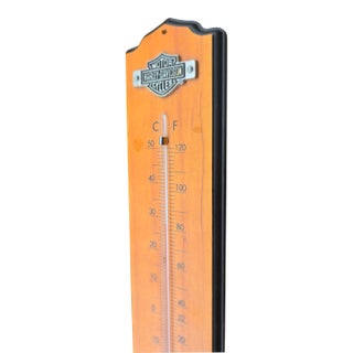 Vintage Harley Davidson Wooden Wall Thermometer With Copper Finish – Decorative Indoor/Outdoor Weather Gauge For Sale