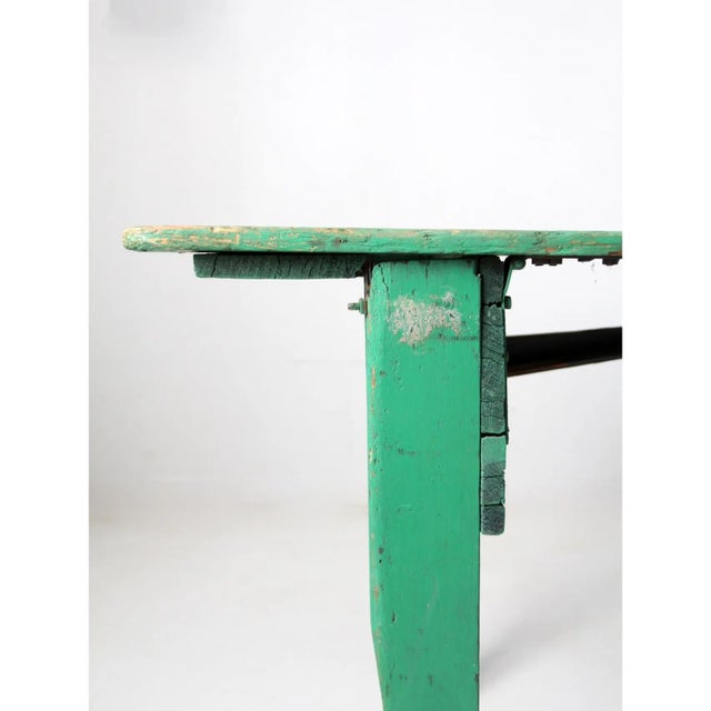 Antique Green Wooden Folding Table 8 Ft For Sale - Image 12 of 12