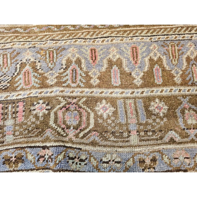 Vintage Turkish Oushak Rug, Hand-Knotted, Geometric Design, Pale Blue, 7' x 10' For Sale - Image 15 of 16