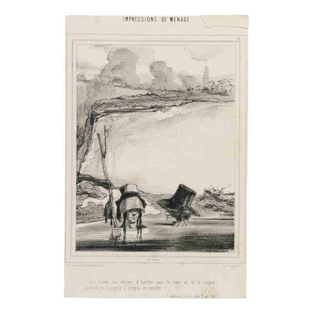 Paul Gavarni, Impressions of Ménage, Plate 4, Mid-19th Century, Lithograph For Sale