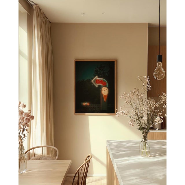 Eat Ice Cream Neon Sign Dimension: 13" W x 19" H in Archival gicleé fine art print in matte finish Edition: Open A...
