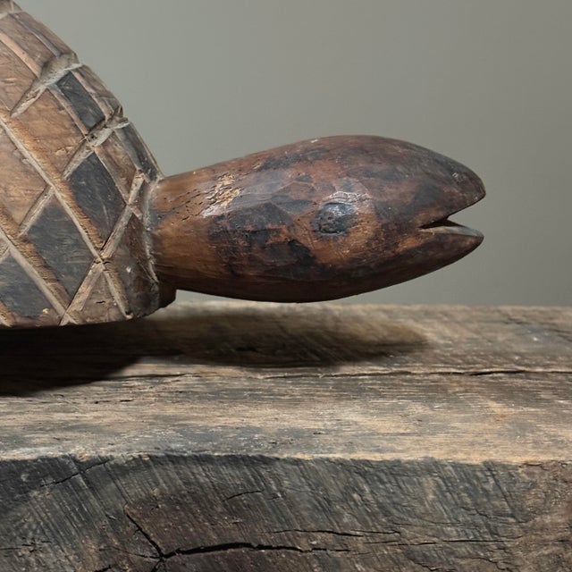 Antique Hand Carved Folk Art Turtle Sculpture For Sale - Image 11 of 12