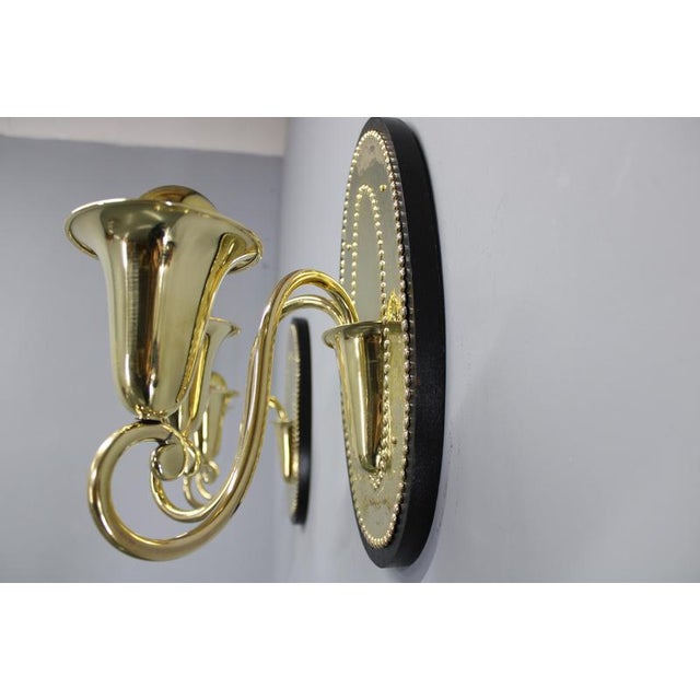 Art Nouveau Brass Wall Sconces in the style of Hoffmann, 1920s, Set of 2 For Sale - Image 12 of 16