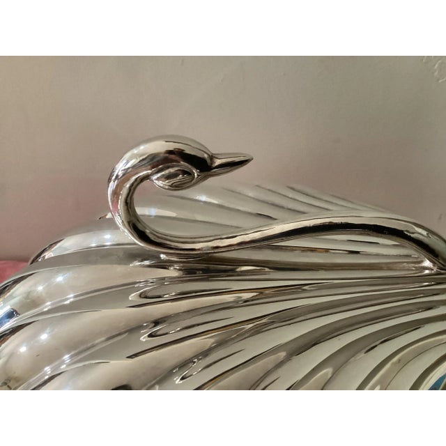 Absolutely stunning silverplate serving dish by LEONARD silver. Clamshell opens up to two separate serving bowls. Footed...