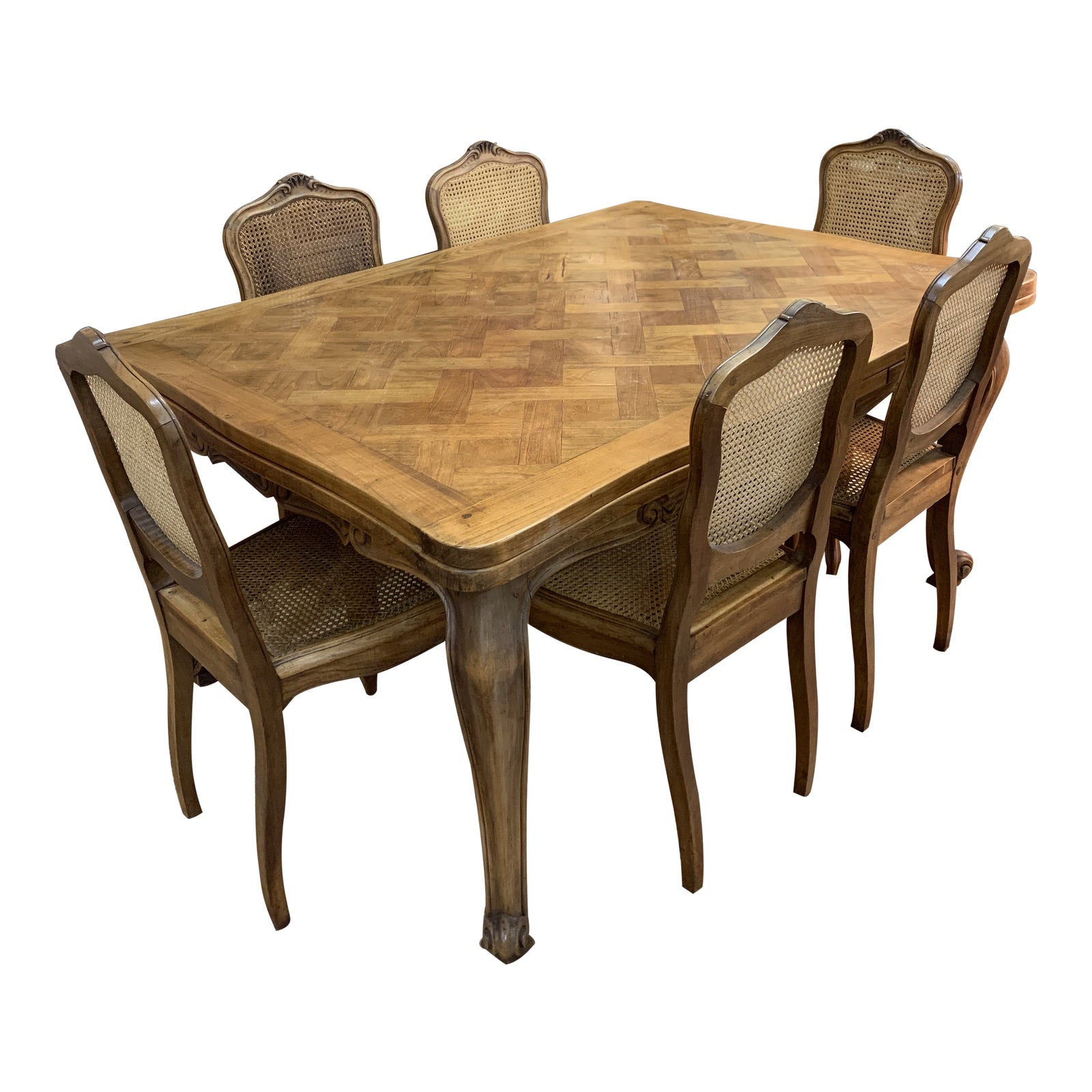 Antique French Country Dining Table And Chairs 7 Pieces Chairish