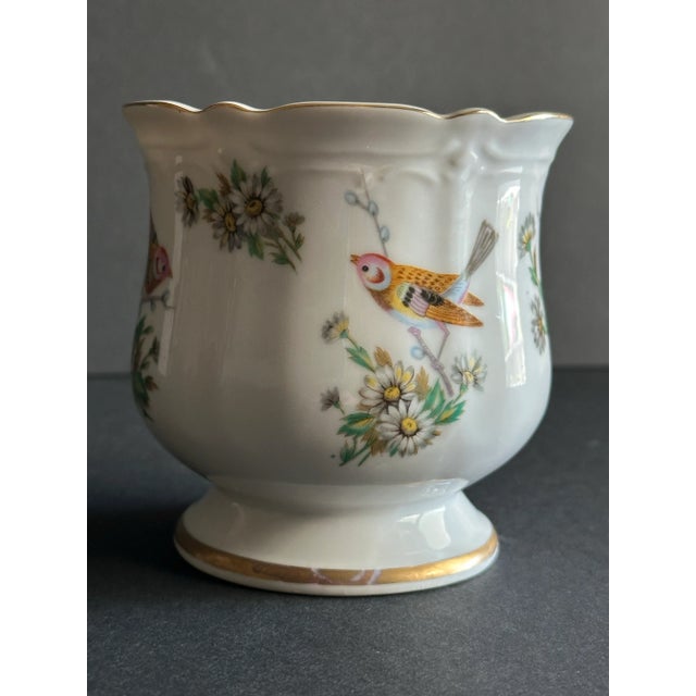 Ceramic Vintage 1940s/1950s Lenwile Ardalt Imported Chinoiserie Hand Painted Birds and Flowers Porcelain Planter/Vase For Sale - Image 7 of 12