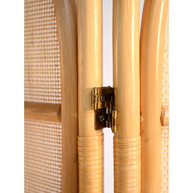 1960s 20th Century Scandinavian Folding Screen in Bamboo and Rattan, 1960s For Sale - Image 5 of 10