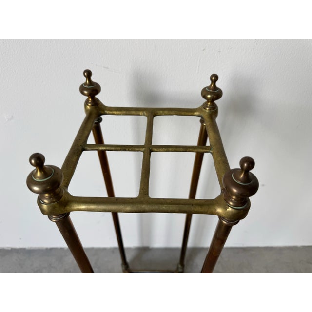 Rustic European 1960's Vintage Solid Brass Umbrella Stand/ Sold For Sale - Image 3 of 11