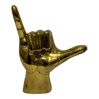 Vintage Brass "Hang Loose" Hand Sign For Sale