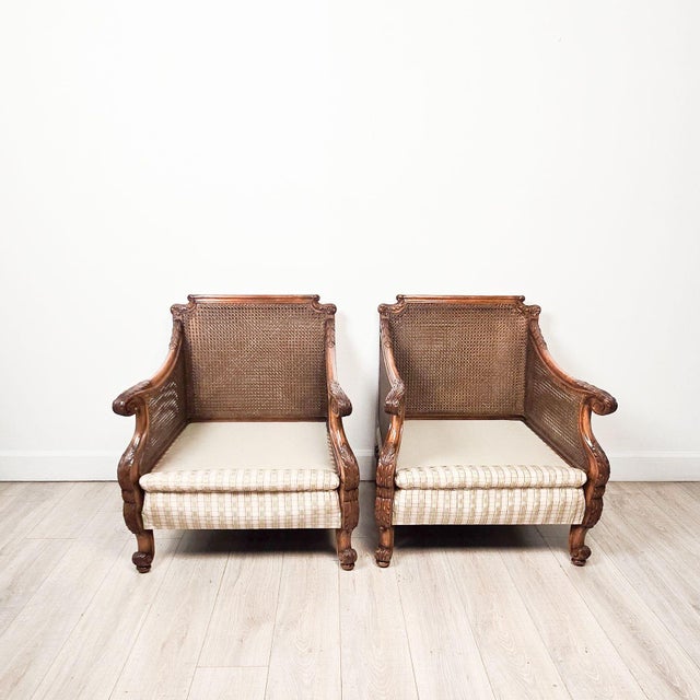 1920s Pair of Edwardian Caned Club Chairs, Circa 1920 For Sale - Image 5 of 11