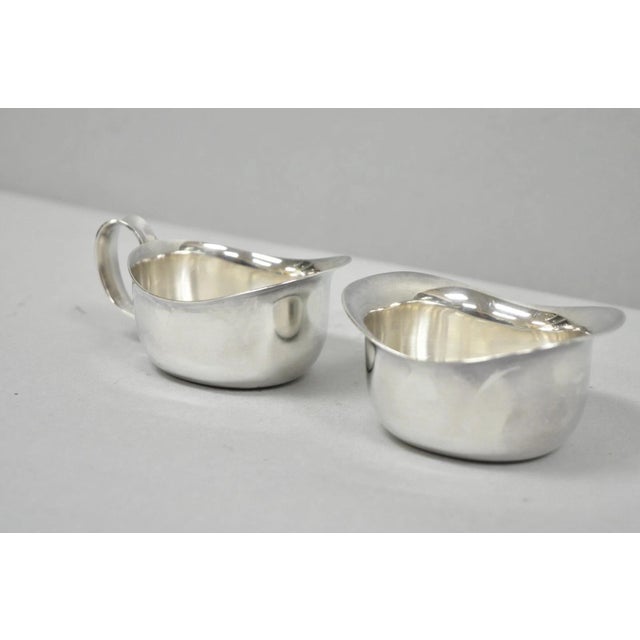 Metal Vintage Carl Cohr Denmark Mid Century Modern Silver Plated Creamer & Sugar Bowl For Sale - Image 7 of 10