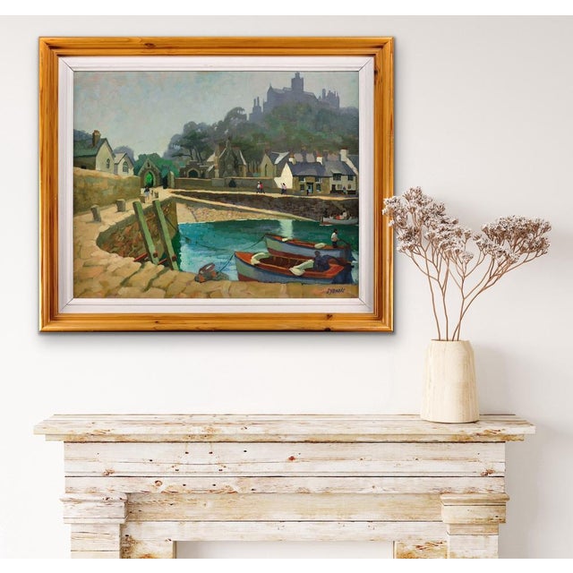 Ken Symonds, The Harbour, St Michaels Mount, Cornwall, 1982, Oil Painting, Framed For Sale - Image 10 of 18