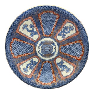 Early 19th Century Large Japanese Late Edo Period Blue Imari Charger For Sale