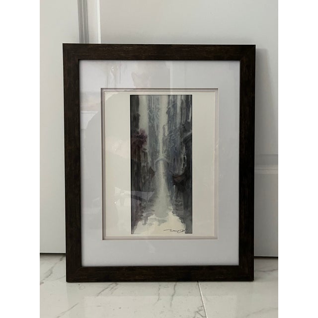 Impressionist Watercolor Painting of Venetian Canal For Sale - Image 3 of 5