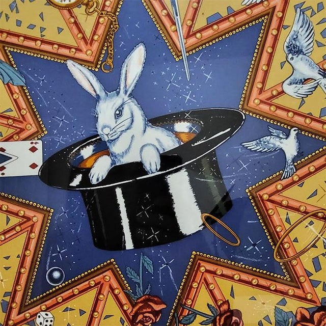 1990s Framed Vintage Hermès "La Magie" Silk Scarf by Claudia Stuhlhofer-Mayr 1999 For Sale - Image 5 of 14