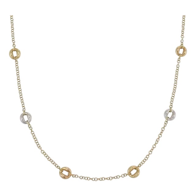 Roberto Coin 18k Two Tone Gold "O" Motifs & Chain Necklace 35" Long For Sale