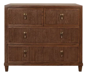 Matthew Izzo Home Pascal Provincial Brown Oak Three Drawer Chest With Brass Accents