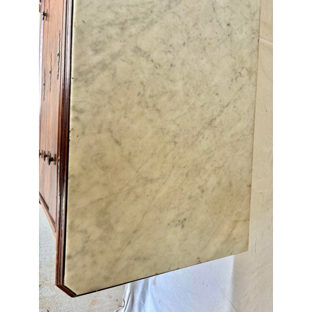 Late 19th Century French Louis Philippe Burled Walnut and Marble Top Chest of Drawers Commode For Sale - Image 9 of 12