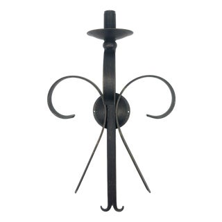 Hand-Forged Wrought Iron Wall Sconce Body (Gold Patina Scrollwork) Classical Architectural Fixture For Sale