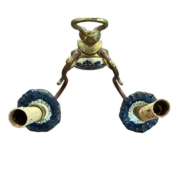Metal Mid 20th Century Dutch Delft Hand Painted Sconces - Pair For Sale - Image 7 of 13
