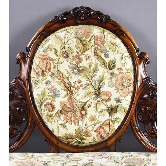 Victorian Walnut Carved Chaise Lounge, 1880 For Sale - Image 10 of 15