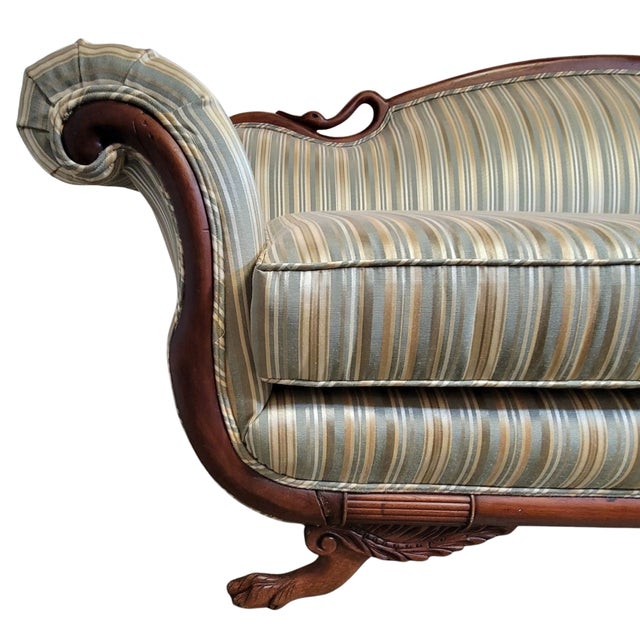 Antique American Classical Empire Revival Mahogany Swan-Neck Sofa With Paw Feet For Sale In Raleigh - Image 6 of 10