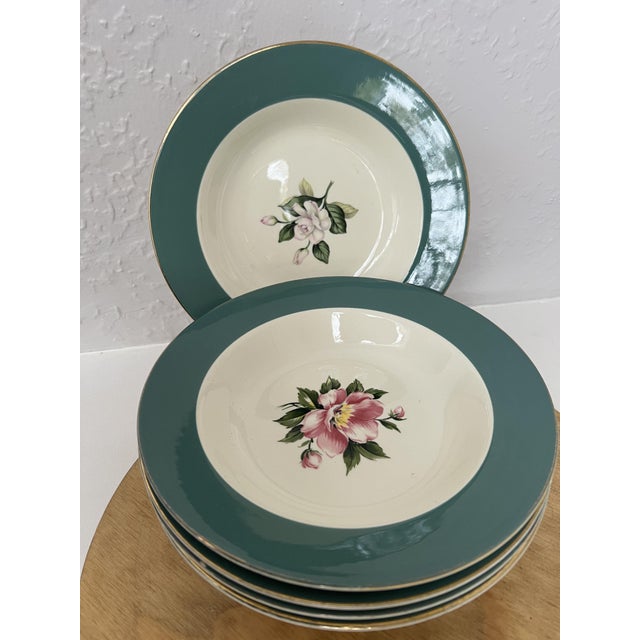 1950s 1950s Semi-Vitreous Soup Bowls Made by Century Service Corporation - Set of 5 For Sale - Image 5 of 11