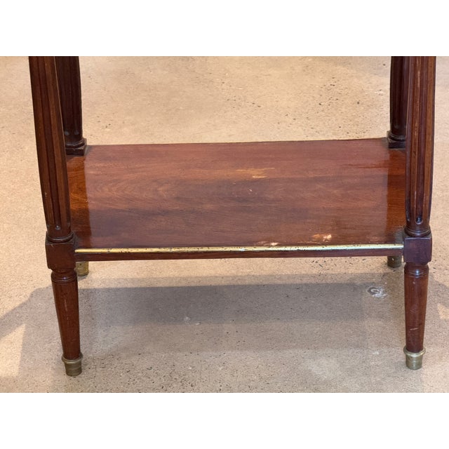 19th Century French Marble Top Mahogany Side Table With Brass Gallery For Sale - Image 6 of 11