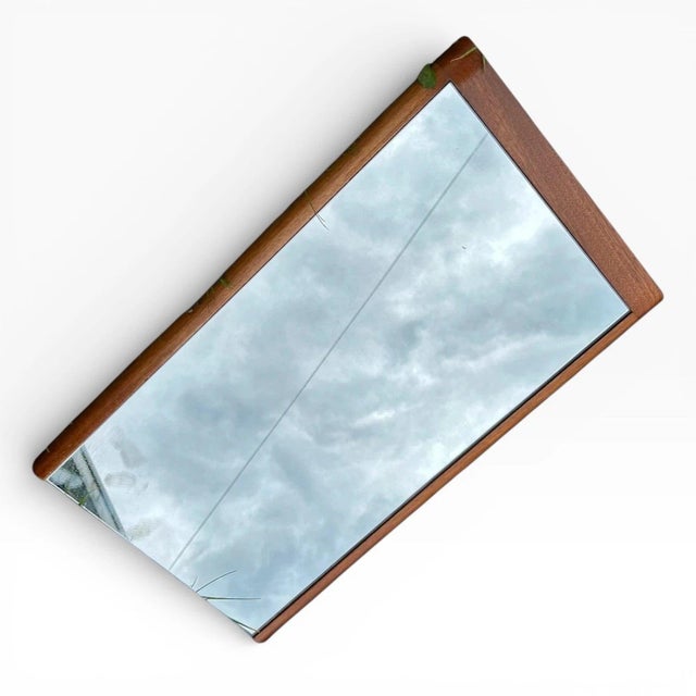 Mid-Century Danish Rectangular Teak Wall-Mounted Mirror For Sale - Image 4 of 11