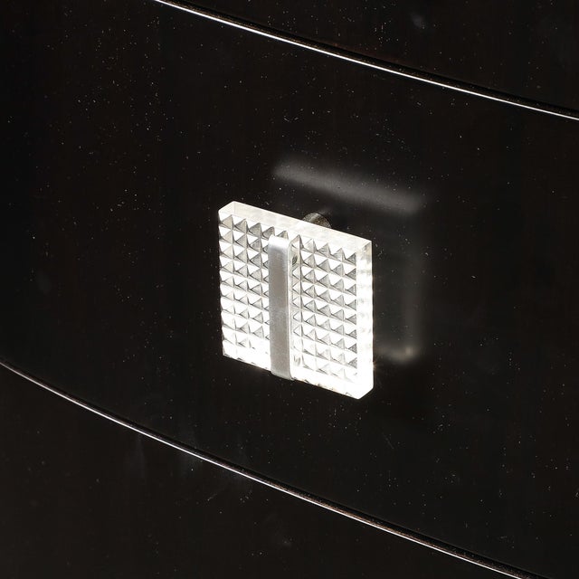 Wood Art Deco Ebonized Walnut High Chest With Molded Lucite Pulls For Sale - Image 7 of 12