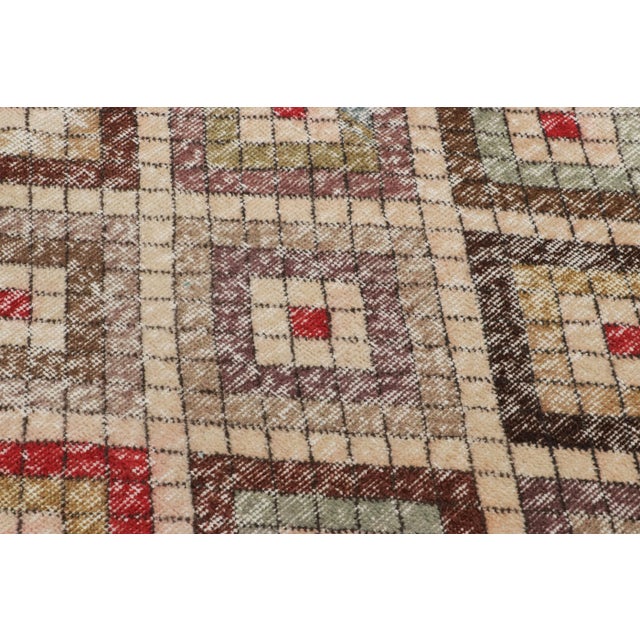 Rug & Kilim Vintage Turkish Rug in Beige With Colorful Diamond Medallions - Rug & Kilim For Sale - Image 4 of 8