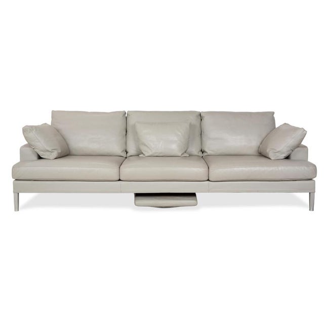 Clarus Sofa and Ottoman in Grey Leather from FSM, Set of 2 For Sale - Image 11 of 18