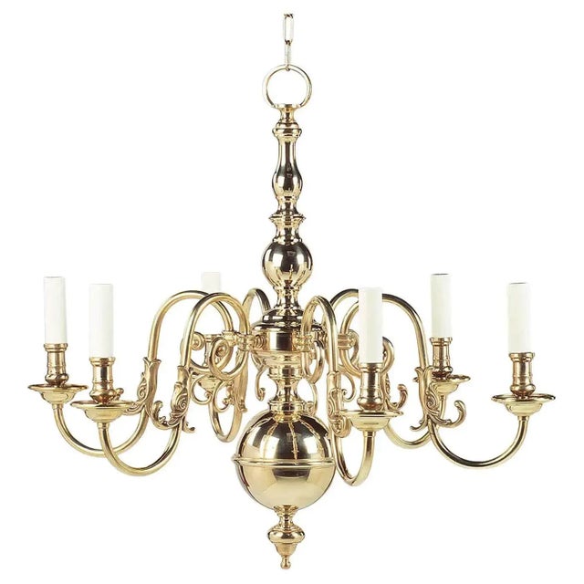 Dutch Queen Anne Brass Chandelier For Sale In New York - Image 6 of 6